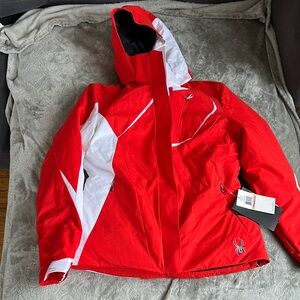 Spyder Red and Black Hooded Ski Jacket